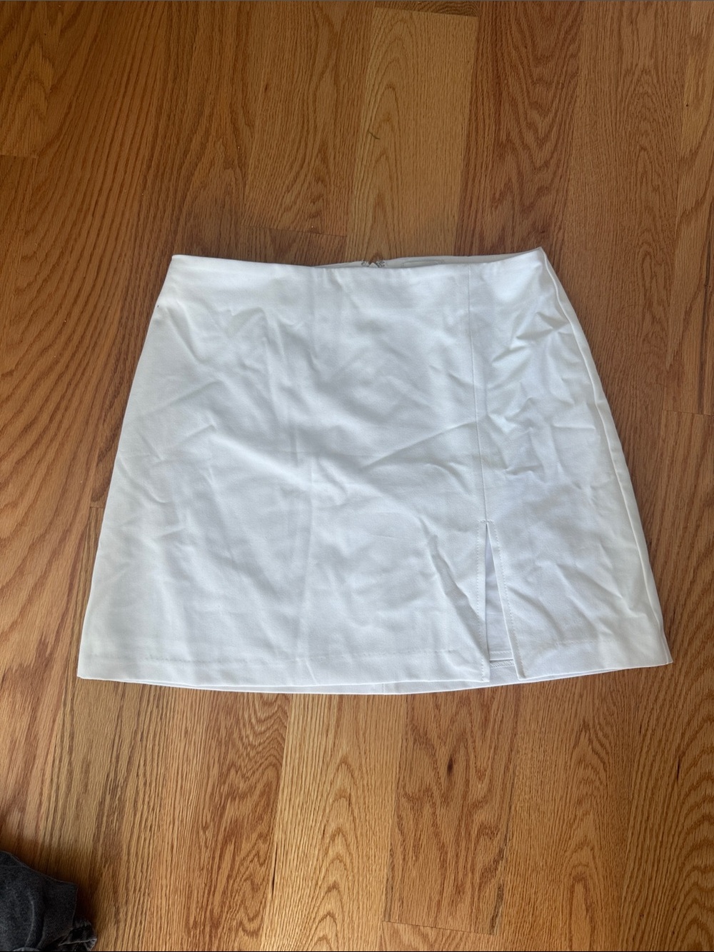 Sunday Best White Mini Skirt with Subtle Front Slit